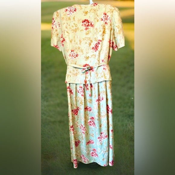 🌹KARIN STEVENS🌹 VTG FLORAL ATTACHED JACKET MULTI LOOKS PEARL BUTTON TEA DRESS - Picture 6 of 13